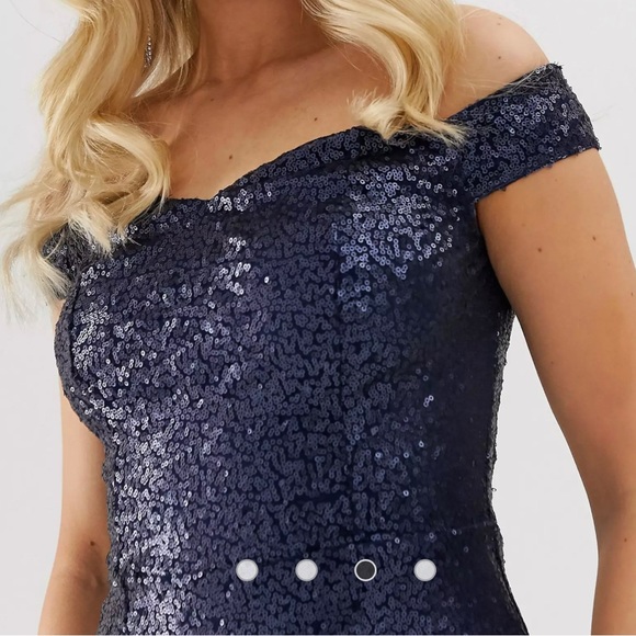BNWT Navy Sequin Maxi Dress - US2/34 (wedding/holiday) - Picture 3 of 5